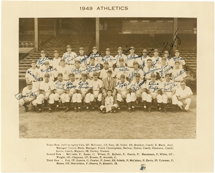 1949 Philadelphia As Team Signed 8x10 Photograph With 28 Signatures Including Fox & Simmons (PSA/DNA)